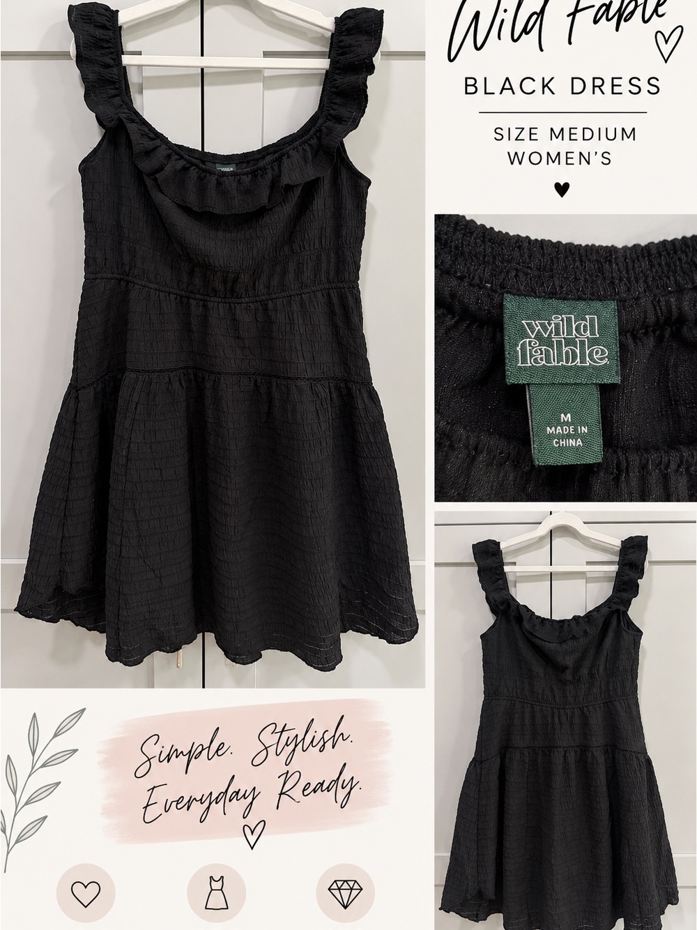 wild fable Black Ruffle Strap Tunic Top